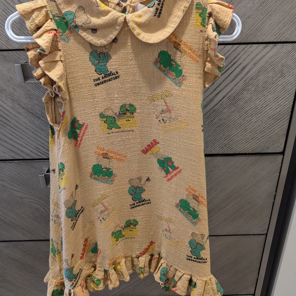 The Animals Observatory Kids Casual Dress - Beige and Green